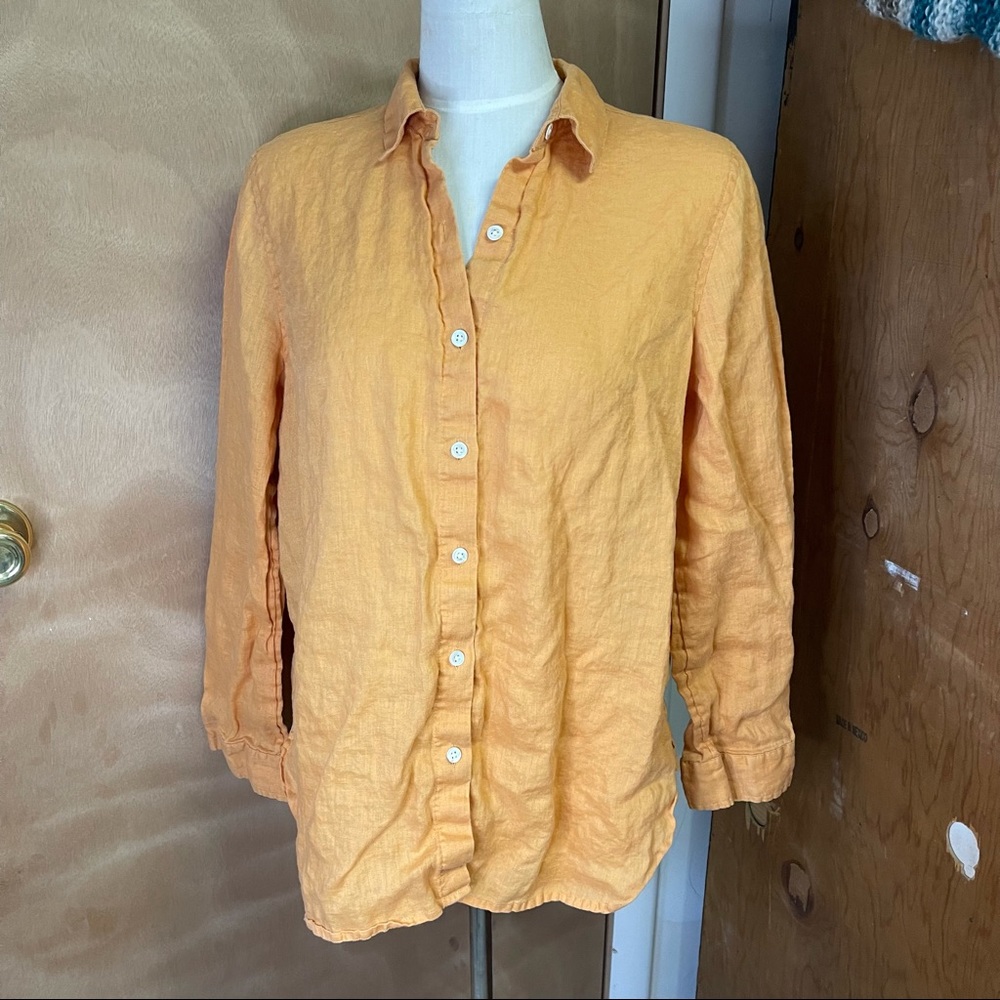 Light orange linen long sleeve button down